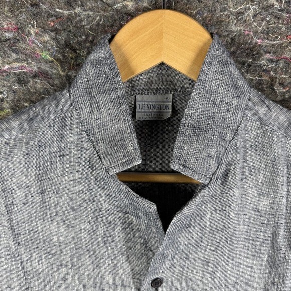 Lexington Button Down Shirt Mens S Gray Short Sleeve Cotton Blend Textured - Picture 2 of 10